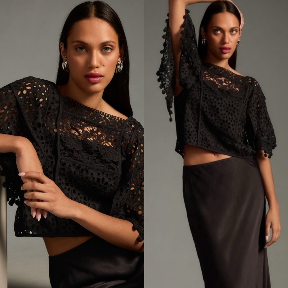 Anthropologie Black Lace Blouse